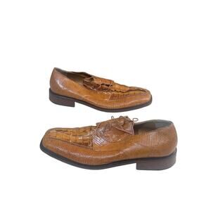 David Eden Men Brown Genuine HORNBACK Alligator Crocodile dress shoes size 11
